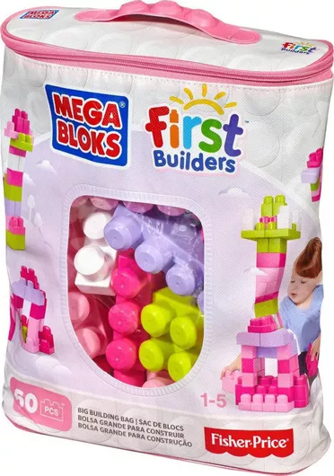 Τουβλάκι Mega Bloks Big Building Bag Pink για 1 - 5 Ετών 60τμχ