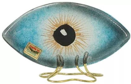 Marhome Επιτραπέζιο Γούρι Μάτι από Γυαλί Τυρκουάζ 13x8cm