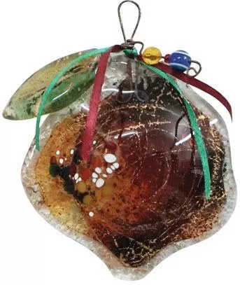 Marhome Κρεμαστό Γούρι Ρόδι από Γυαλί 9x9cm