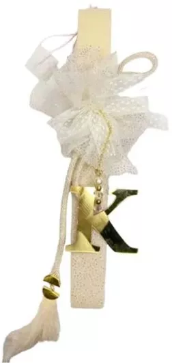 Πασχαλινή Λαμπάδα Στρογγυλή Αρωματική & Χειροποίητη Λευκή