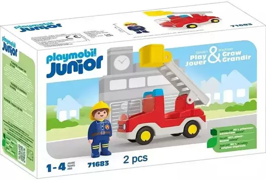 Playmobil Junior Πυροσβέστης Με Κλιμακοφόρο Όχημα για 1-4 ετών