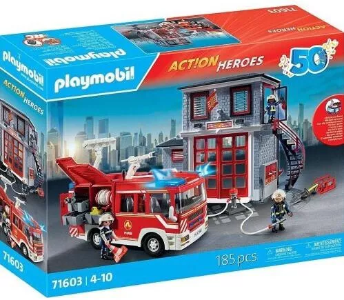 Playmobil: Αρχηγείο & Όχημα Πυροσβεστικής για 4+ Ετών #71603
