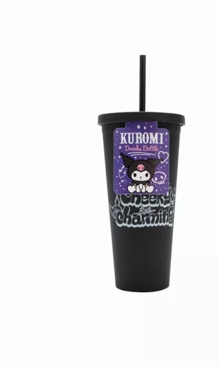 Ποτηράκι Kids Blue Sky Studios Hello Kitty Kuromi με Καλαμάκι Μαύρο