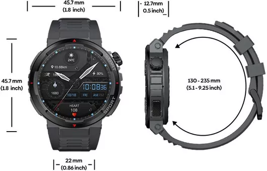 Smartwatch Zeblaze Ares 3 Plus 1.43" Silicone Strap Black