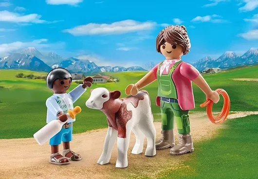 Playmobil Duo Pack Αγρότισσα & Παιδάκι Με Μοσχαράκι για 4-10 ετών