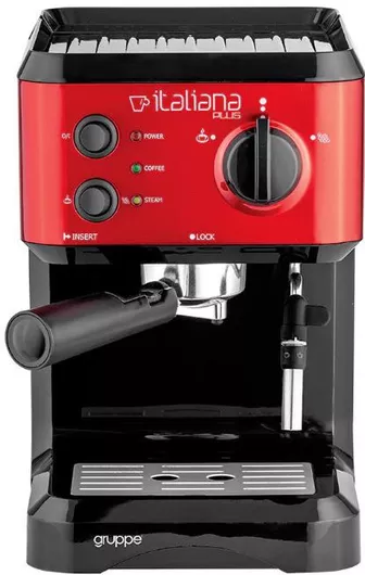 Gruppe Italiana Plus Μηχανή Espresso 1050W Πίεσης 20bar Κόκκινη