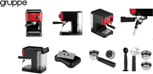 Gruppe Italiana Plus Μηχανή Espresso 1050W Πίεσης 20bar Κόκκινη