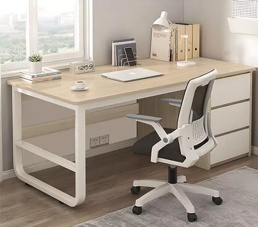 Γραφείο Woodwell με 3 Συρτάρια Μέταλλο 120x48x74cm Φυσικό Λευκό