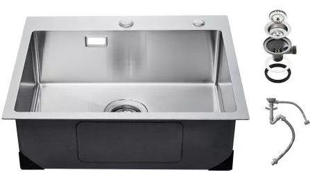 Νεροχύτης Κουζίνας Vevor QRSSCTSPDC559DN6GV0 Inox Εντοιχιζόμενος Μονός 55cm Λείος Ασημί
