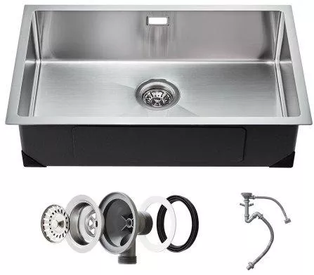 Νεροχύτης Κουζίνας Vevor QRSSCTXPDC703LNVJV0 Inox Υποκαθήμενος Μονός 70cm Λείος Ασημί