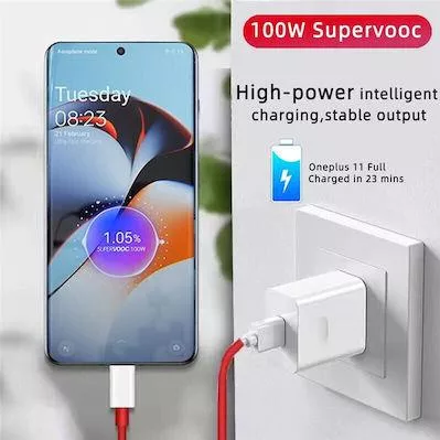 Φορτιστής OnePlus SUPERVOOC με Θύρα USB-A & Καλώδιο USB-C 100W Λευκό