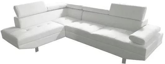 Καναπές Woodwell Sector Γωνιακός Δερματίνη Δεξιά Γωνία & Ανακλινόμενα Κεφαλάρια 265x191x82cm Λευκό