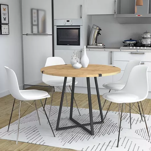 Τραπέζι Τραπεζαρίας Megapap Rubes Μελαμίνη/Μέταλλο 100x100x78cm Μαύρο/Μπεζ