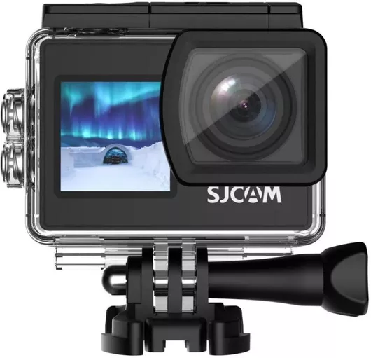 Σετ Action Camera SJCAM SJ4000 Αδιάβροχη Dual Screen 4Κ Full HD με Συνδεσιμότητα USB/WiFi Μαύρο