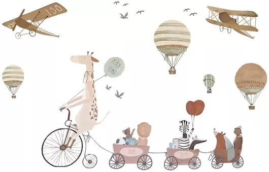 Αυτοκόλλητα Παιδικού Δωματίου Τοίχου Sipo Giraffe & Friends 111x72cm