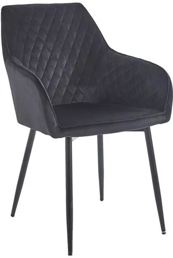 Πολυθρόνα Τραπεζαρίας Woodwell Lila Μεταλλική/Υφασμάτινη Velure 56x60x81cm Σετ 2τμχ Μαύρο