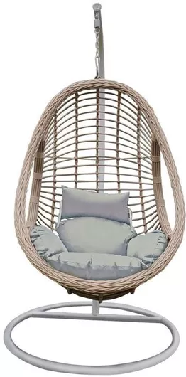 Κούνια Woodwell Macan-II Wicker Μεταλλική 105x105x196cm Λευκό / Γκρι