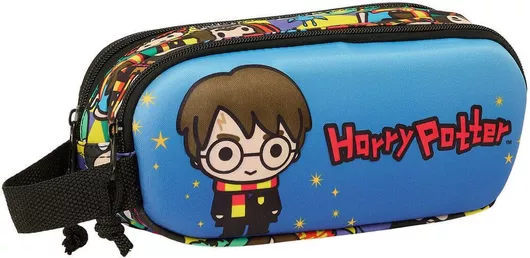 Σχολική Κασετίνα Harry Potter Υφασμάτινη Διπλή Βαρελάκι Μπλε