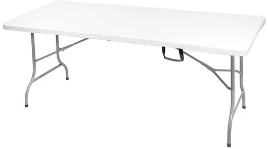 Τραπέζι Catering Woodwell Blow Ορθογώνιο Πλαστικό/Μεταλλικό Πτυσσόμενο Βαλίτσα 180x75x74cm Λευκό/Γκρι