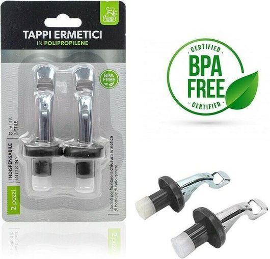 Σετ Πλαστικά Πώματα Ροής για Μπουκάλια Μαύρο 2τμχ