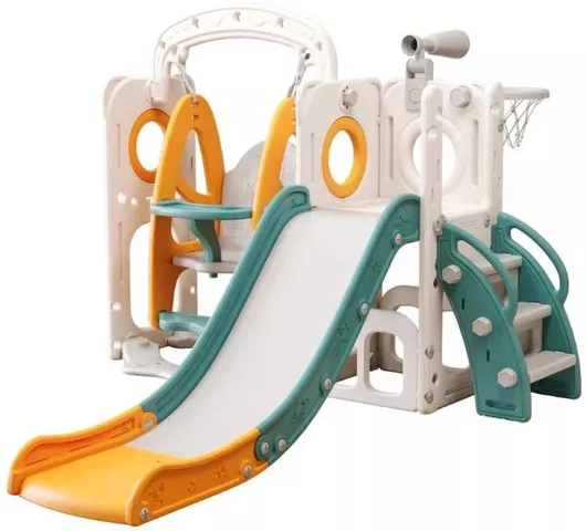 Forall Παιδότοπος με Κούνια, Τσουλήθρα, Μπασκέτα, Χώρο Αποθήλευσης & Τηλεσκόπιο 175x140x108cm Πράσινο