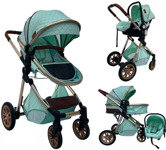 Καρότσι Μωρού Forall 3 σε 1 Αναδιπλούμενο Μονακό με Κάθισμα Αυτοκινήτου & Κάλυμμα Ποδιών 83x60x104cm Βεραμάν/Πράσινο για 0+ Μηνών 