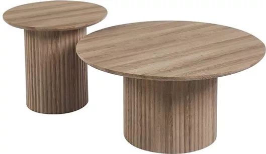 Τραπεζάκια Σαλονιού Woodwell Collin Στρογγυλό ΜDF Sonoma Σετ 2τμχ