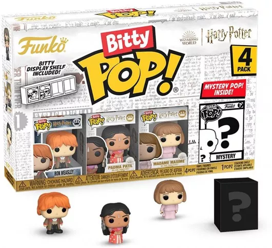 Funko Bitty Pop! 4-Pack: Harry Potter Goblet of Fire - Ron Weasley, Padma Patil, Madame Maxim, Mystery Pop! Vinyl Figures