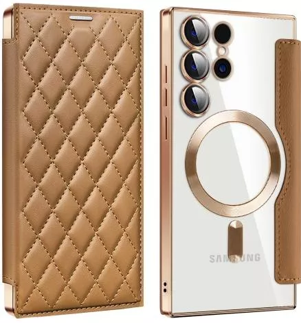 Θήκη Κινητού Book Cover για Samsung Galaxy S25 Ultra Δερματίνη με MagSafe Tree Καφέ / Διάφανο