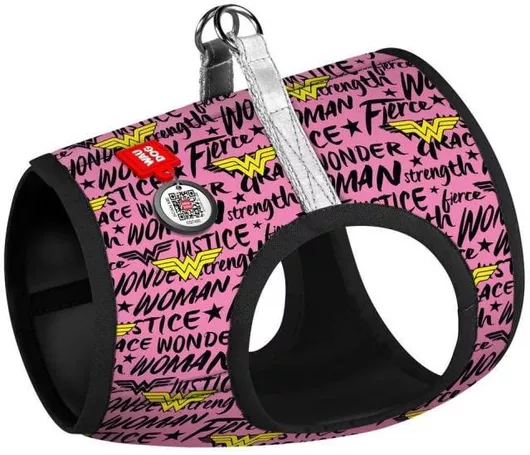 Σαμαράκι Γιλέκο Σκύλου Waudog Wonder Woman Pink με Smart ID Tag XSmall 32-35x22-24cm Ροζ
