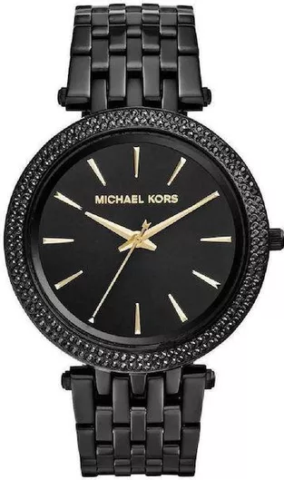 Γυναικείο Ρολόι Michael Kors Darci Crystals με Μεταλλικό Μπρασελέ Μαύρο