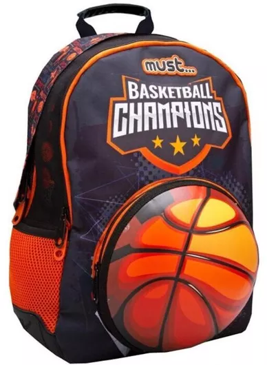 Σχολική Τσάντα Δημοτικού Must Πλάτης Basketball Champions Μαύρο / Πορτοκαλί