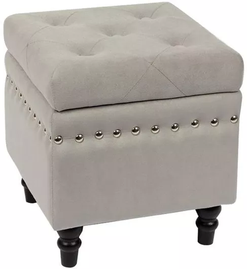 Σκαμπό Σαλονιού Woodwell Loko Velure Υφασμάτινο με Αποθηκευτικό Χώρο 37x37x40cm 1τμχ Γκρι