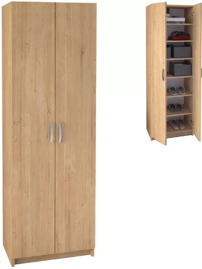 Ντουλάπα Ρούχων Megapap Renso Δίφυλλη Μοριοσανίδα 59.8x37.8x178.5cm Φυσικό