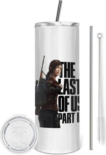 Ποτήρι Θερμός Koupakoupa Last of us Ellie Eco friendly Tumbler Inox με Μεταλλικό Καλαμάκι & Βούρτσα Καθαρισμού 600ml Λευκό