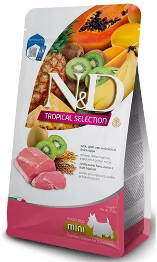 Ξηρά Τροφή N&D Tropical Selection Mini Adult 1.5kg για Ενήλικους Σκύλους Μικρόσωμων Φυλών με Χοιρινό & Τροπικά Φρούτα