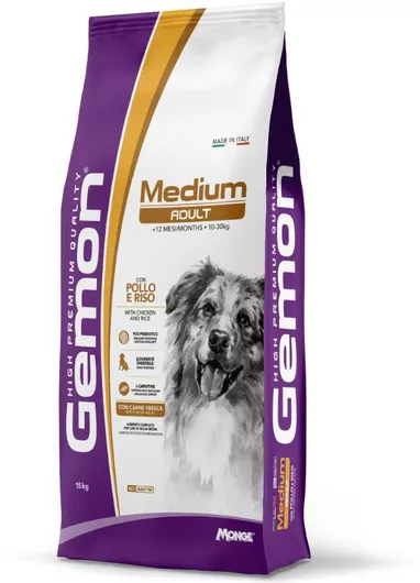 Ξηρά Τροφή Gemon Medium Adult 15kg για Ενήλικους Σκύλους Μεσαίων Φυλών με Κοτόπουλο & Ρύζι 
