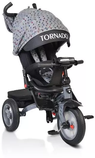 Παιδικό Τρίκυκλο Ποδήλατο Byox με Air Wheels Αποθηκευτικό Χώρο Σκίαστρο & Χειρολαβή Γονέα Tornado Dark για 3-6 Ετών Γκρι