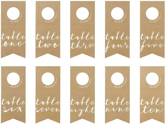 Καρτελάκι Αρίθμησης Τραπεζιών Party Deco για Μπουκάλια Σετ 10τμχ