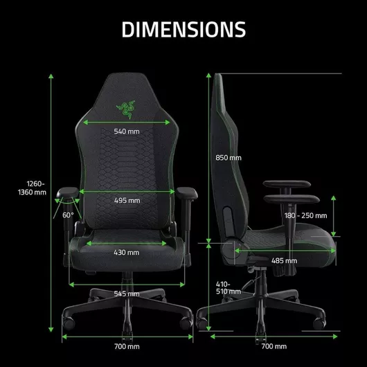 Καρέκλα Gaming Razer Iskur V2 X με Ρυθμιζόμενα Μπράτσα Υφασμάτινη Μαύρο/Πράσινο