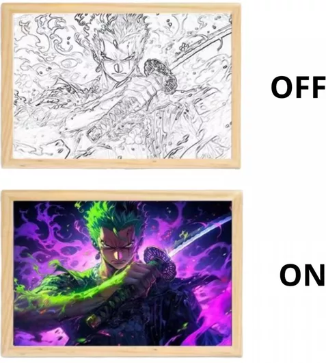 Διακοσμητική Κορνίζα Φωτιζόμενη LED Roronoa Zoro One Piece Πολύχρωμο