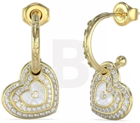 Γυναικεία Σκουλαρίκια Καρφωτά Guess από Ανοξείδωτο Ατσάλι με Σχέδιο Καρδιά 