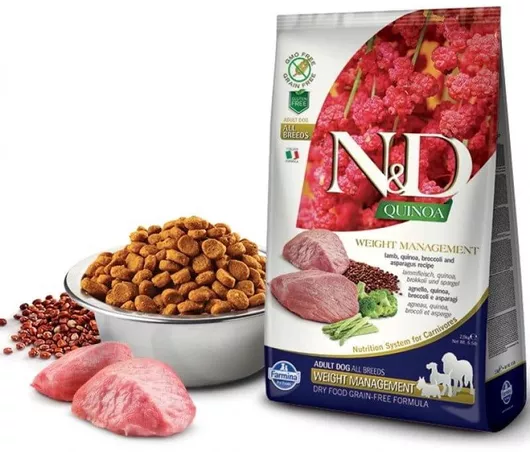 Ξηρά Τροφή N&D Quinoa Weight Management Adult All Breeds 2.5kg Διαίτης για Ενήλικους Σκύλους Όλων των Φυλών με Αρνί