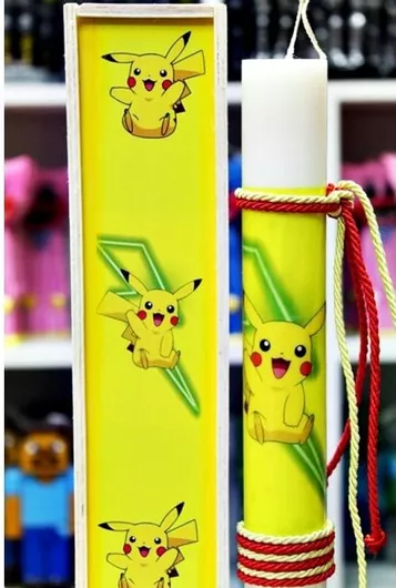 Πασχαλινή Λαμπάδα Gerakis με Σχέδιο με Pokemon Pikachu Λευκό / Κίτρινο