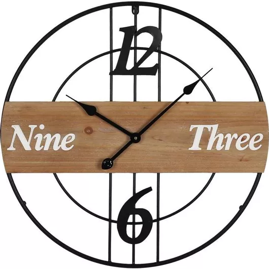 Ρολόι Τοίχου Inart Μεταλλικό Μοντέρνο Στρογγυλό 60x60cm Μαύρο