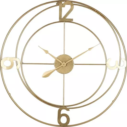 Ρολόι Τοίχου Inart Μεταλλικό Μοντέρνο Στρογγυλό 80x80cm Χρυσό