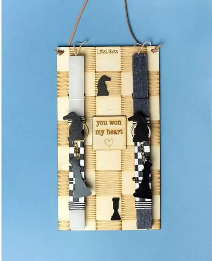 Πασχαλινή Λαμπάδα Life Likes με Στολίδι για Ζευγάρια Σκάκι Διπλό 2τμχ Μαύρο / Λευκό