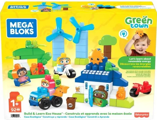 Τουβάκια Mega Bloks Build & Learn Οικολογικό Σπίτι #HCG36 για 12+ Μηνών Σετ 92τμχ