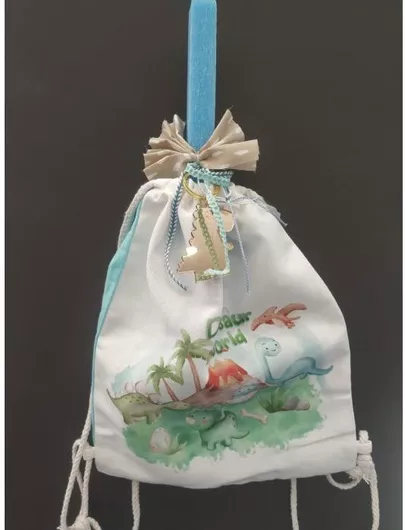 Πασχαλινή Λαμπάδα Σετ με Τσαντάκι Πλάτης Δεινόσαυρος T-Rex με Μπρελόκ 2τμχ Μπλε