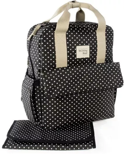 Τσάντα - Αλλαξιέρα Walking Mum Emily Πλάτης με Στρωματάκι 28x12x37cm Μαύρο 